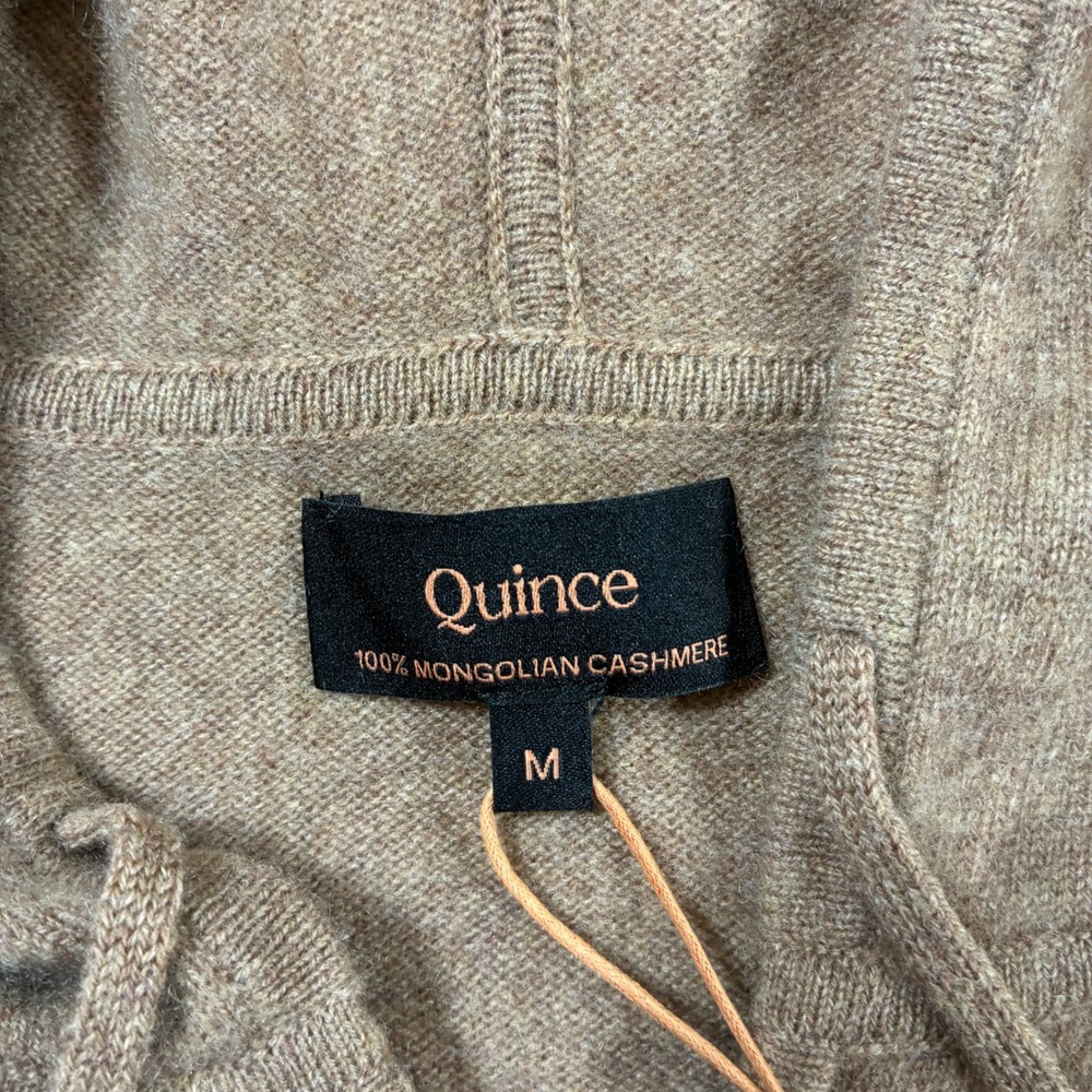 NEW Quince Mongolian Cashmere Hoodie Women Medium Brown Full Zip Luxury Sweater - Picture 5 of 10